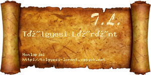Tölgyesi Lóránt névjegykártya